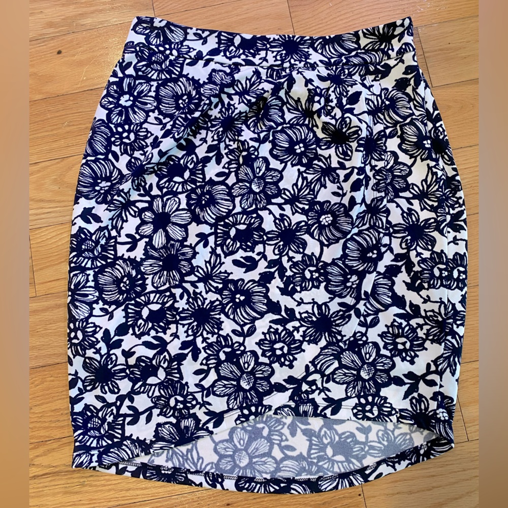 Navy & White Skirt - The Limited
